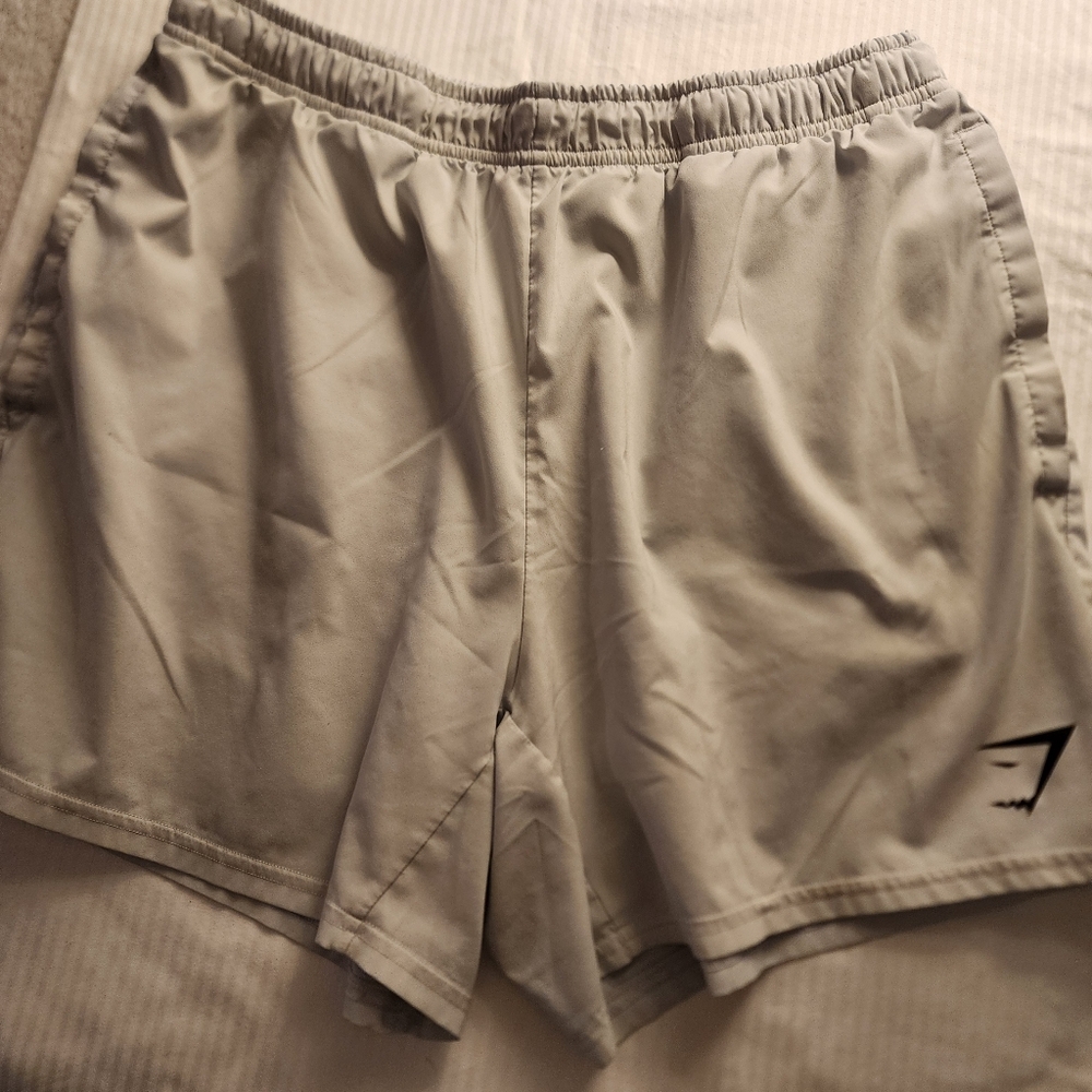 Gymshark VERY Light Gray Athletic Shorts Lightweight Elastic Waist. Very Thin